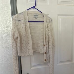 Pink Rose Cream Cropped Cardigan Sweater